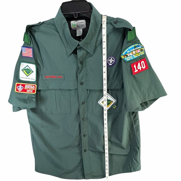 Boy Scouts of America BSA Venturing Shirt M Green Sewn Patches Explorer Summit - Picture 9 of 14
